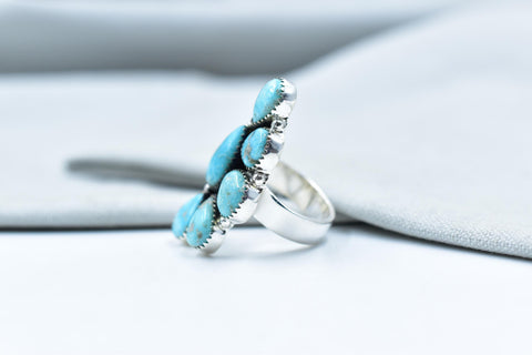 Handmade White Water Turquoise Sterling Silver Adjustable Ring