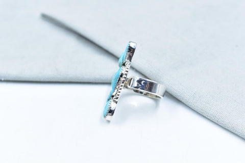 Handmade White Water Turquoise Sterling Silver Adjustable Ring