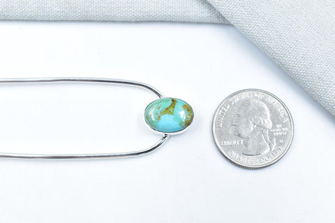 Handmade Mojave Turquoise & Sterling Silver Hair Bun Pin for Woman