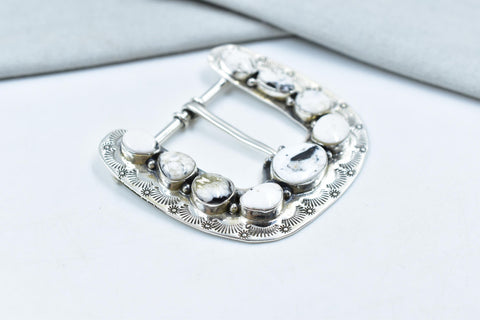Handmade White Buffalo & Sterling Silver Statement Belt Buckles