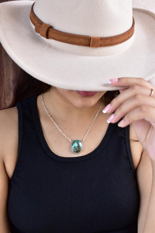 Handmade Hubei Turquoise & Sterling Silver Lariat Necklace with 16 inch Adjustable Chain