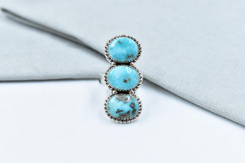 Handmade White Water Turquoise Sterling Silver Adjustable Crawler Ring