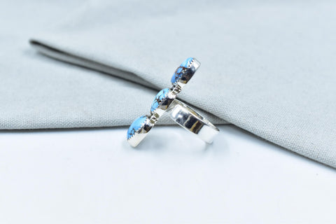 Handmade Golden Hill Turquoise & Sterling Silver Ring Adjustable Crawler Ring