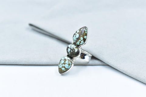 Handmade Blue Moon Dry Creek Turquoise & Sterling Silver Adjustable Crawler Ring