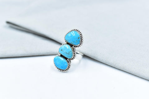 Handmade Tonopah Turquoise & Sterling Silver Adjustable Crawler Ring