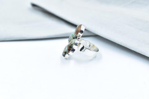 Handmade Number 8 Turquoise & Sterling Silver Adjustable Ring