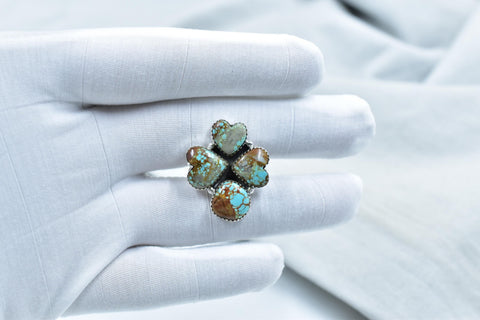 Handmade Number 8 Turquoise & Sterling Silver Adjustable Ring