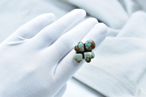Handmade Number 8 Turquoise & Sterling Silver Adjustable Ring