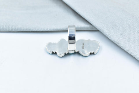 Handmade White Water Turquoise Sterling Silver Adjustable Crawler Ring
