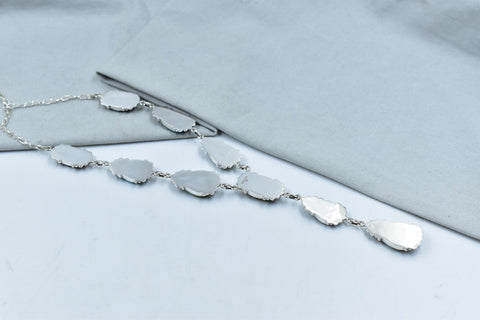 Handmade Ribbon Royston & Sterling Silver Necklace with 20 inch Adjustable Chain