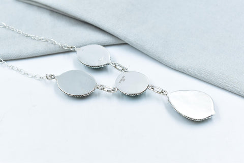 Handmade Hubei Turquoise & Sterling Silver Lariat Necklace with 18 inch Adjustable Chain