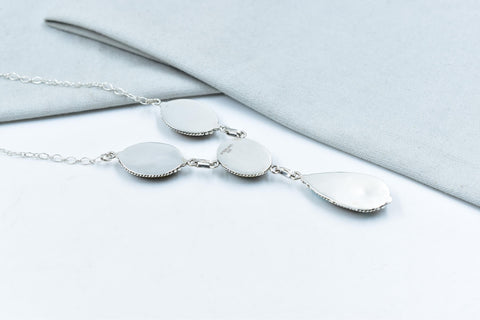 Handmade Ribbon Royston & Sterling Silver Necklace with 18 inch Adjustable Chain