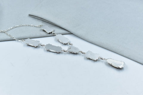 Handmade Ribbon Royston & Sterling Silver Necklace with 20 inch Adjustable Chain