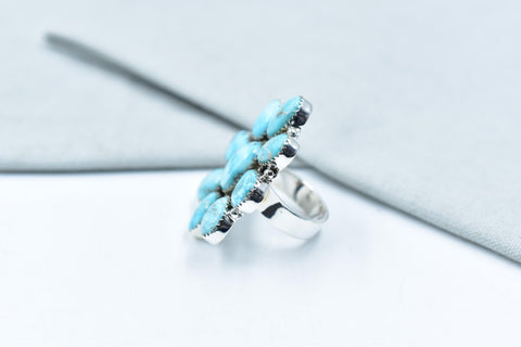 Handmade White Water Turquoise Sterling Silver Adjustable Ring