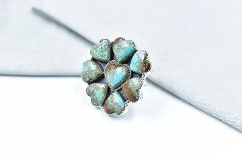 Handmade Number 8 Turquoise & Sterling Silver Adjustable Ring