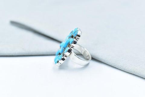 Handmade Blue Ridge Turquoise & Sterling Silver Adjustable Ring