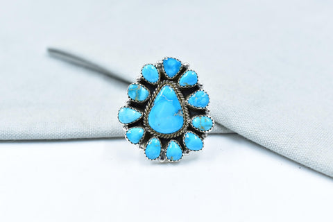 Handmade Blue Ridge Turquoise & Sterling Silver Adjustable Ring
