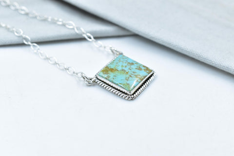 Handmade Number 8 Turquoise Sterling Silver Necklace with 18 inch Adjustable Chain