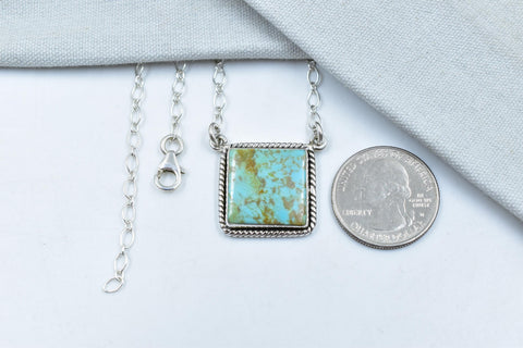 Handmade Number 8 Turquoise Sterling Silver Necklace with 18 inch Adjustable Chain