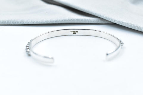 Handmade Sterling Silver Cuff Bangle (Size 5.5 Inch)