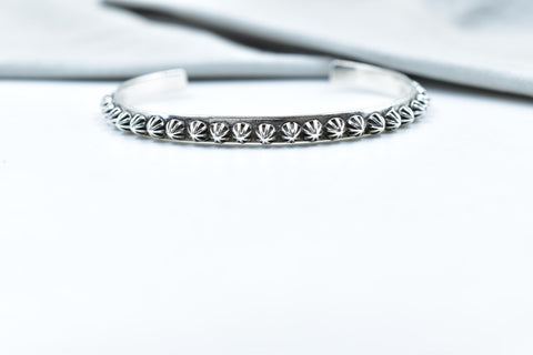 Handmade Sterling Silver Cuff Bangle (Size 5.5 Inch)