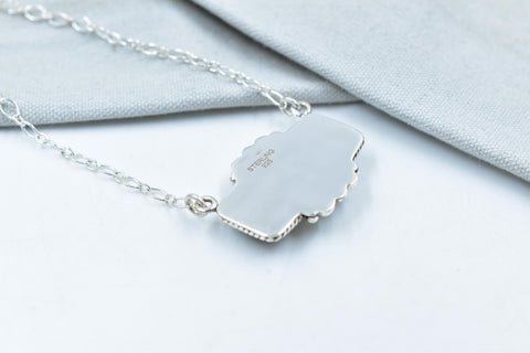 Handmade Number 8 Turquoise Sterling Silver Baguette Necklace with 18 inch Adjustable Chain