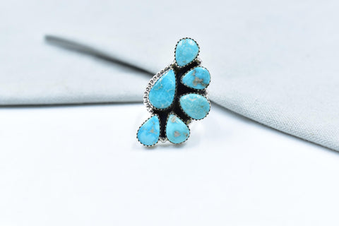 Handmade White Water Turquoise Sterling Silver Adjustable Ring