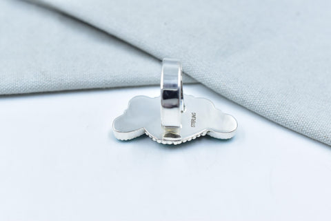 Handmade White Water Turquoise Sterling Silver Adjustable Ring