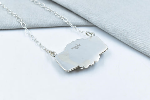 Handmade Royston Turquoise & Sterling Silver Baguette Necklace with 16 inch Adjustable Chain