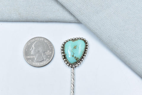 Handmade Kingman Turquoise & Sterling Silver Hair Pin Toothpick Hat Pin, Hair Bun Pin for Woman
