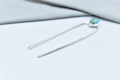 Handmade Mojave Turquoise & Sterling Silver Hair Bun Pin for Woman