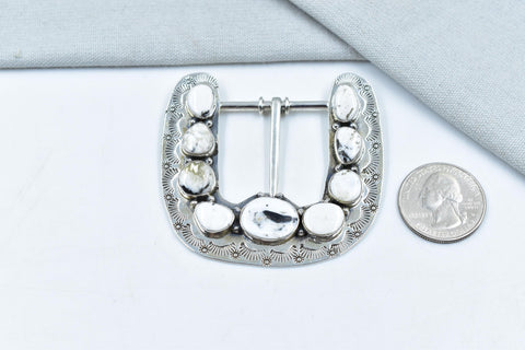 Handmade White Buffalo & Sterling Silver Statement Belt Buckles