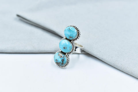 Handmade White Water Turquoise Sterling Silver Adjustable Crawler Ring