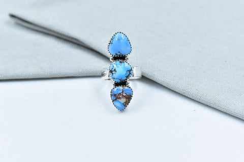 Handmade Golden Hill Turquoise & Sterling Silver Ring Adjustable Crawler Ring