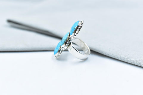 Handmade Tonopah Turquoise & Sterling Silver Adjustable Crawler Ring