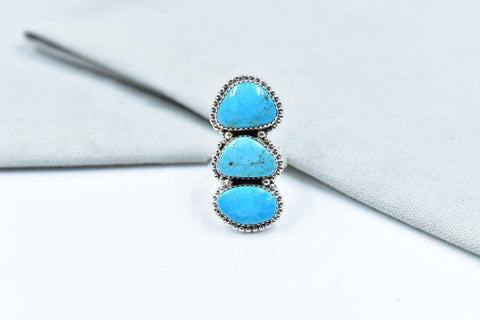 Handmade Tonopah Turquoise & Sterling Silver Adjustable Crawler Ring