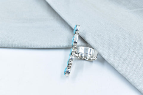 Handmade White Water Turquoise Sterling Silver Adjustable Crawler Ring