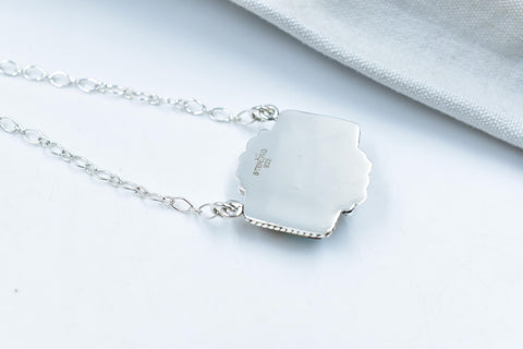 Handmade Royston Turquoise & Sterling Silver Cushion Necklace with 18 inch Adjustable Chain