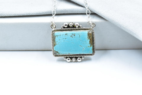 Handmade Number 8 Turquoise Sterling Silver Necklace with 18 inch Adjustable Chain