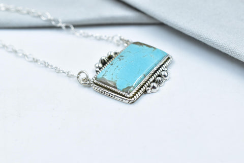 Handmade Number 8 Turquoise Sterling Silver Necklace with 18 inch Adjustable Chain