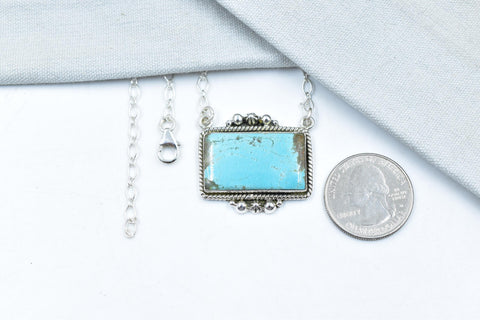 Handmade Number 8 Turquoise Sterling Silver Necklace with 18 inch Adjustable Chain