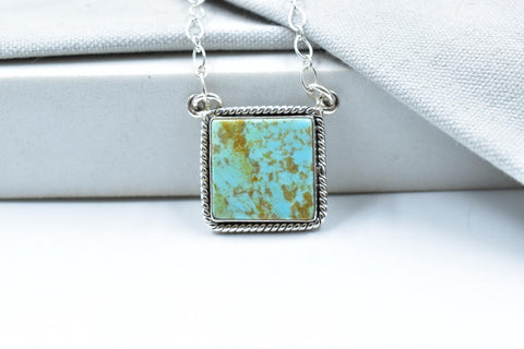 Handmade Number 8 Turquoise Sterling Silver Necklace with 18 inch Adjustable Chain