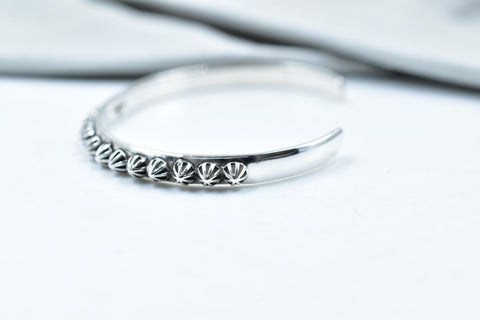 Handmade Sterling Silver Cuff Bangle (Size 5.5 Inch)