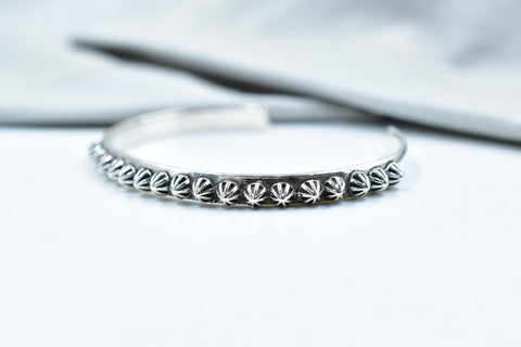 Handmade Sterling Silver Cuff Bangle (Size 5.5 Inch)
