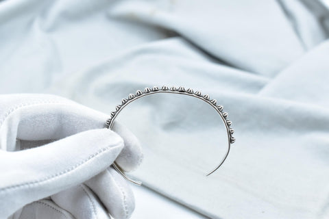Handmade Sterling Silver Cuff Bangle (Size 5.5 Inch)