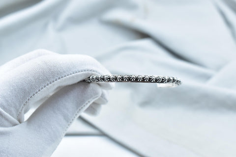 Handmade Sterling Silver Cuff Bangle (Size 5.5 Inch)