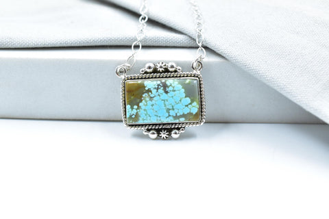 Handmade Number 8 Turquoise Sterling Silver Lariat Necklace with 18 inch Adjustable Chain