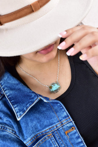 Handmade Number 8 Turquoise Sterling Silver Lariat Necklace with 18 inch Adjustable Chain
