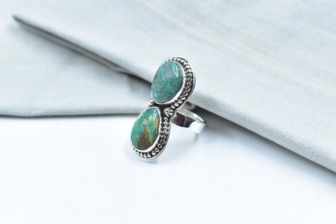 Handmade Pilot Mountain Turquoise & Sterling Silver Adjustable Ring