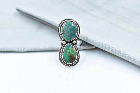 Handmade Pilot Mountain Turquoise & Sterling Silver Adjustable Ring
